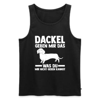Hund Dackel - Männer Premium Bio Tank Top - Schwarz - Vorne - AI Model Male 178 light (178cm)
