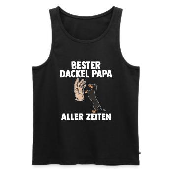 Hund Vater Papa Dackel - Männer Premium Bio Tank Top - Schwarz - Vorne - AI Model Male 178 light (178cm)