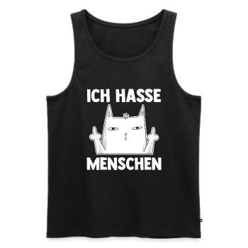 Katze Ich Hasse Menschen - Männer Premium Bio Tank Top - Schwarz - Vorne - Michal (187cm)