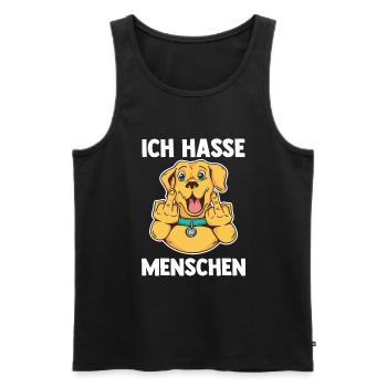 Ich Hasse Menschen Hund - Männer Premium Bio Tank Top - Schwarz - Vorne - Michal (187cm)