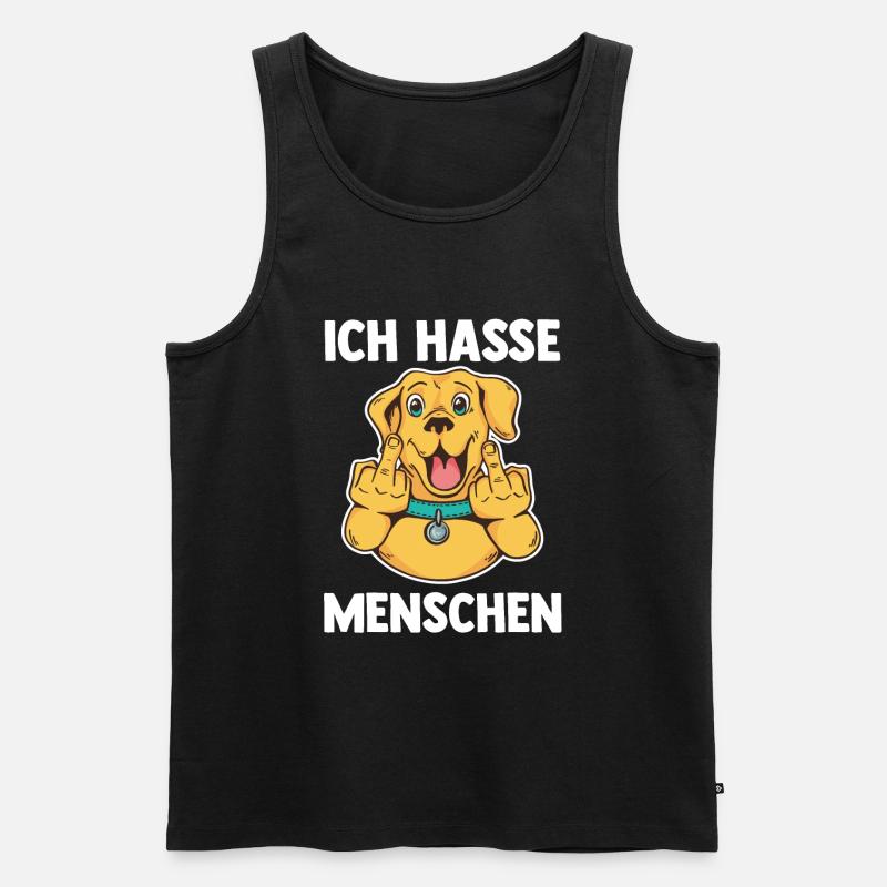 Ich Hasse Menschen Hund - Männer Premium Bio Tank Top - Schwarz
