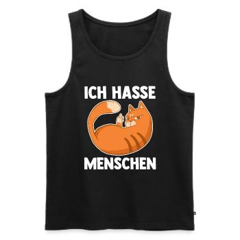 Ich Hasse Menschen Katze - Männer Premium Bio Tank Top - Schwarz - Vorne - Michal (187cm)