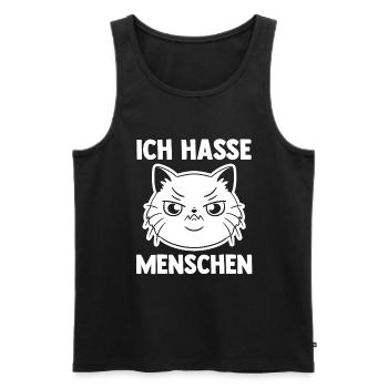 Ich Hasse Menschen Katze - Männer Premium Bio Tank Top - Schwarz - Vorne - Michal (187cm)