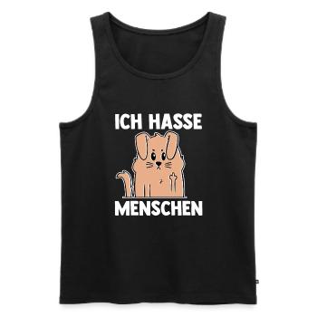 Ich Hasse Menschen Hund - Männer Premium Bio Tank Top - Schwarz - Vorne - Michal (187cm)