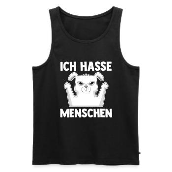 Hund Ich Hasse Menschen - Männer Premium Bio Tank Top - Schwarz - Vorne - Michal (187cm)
