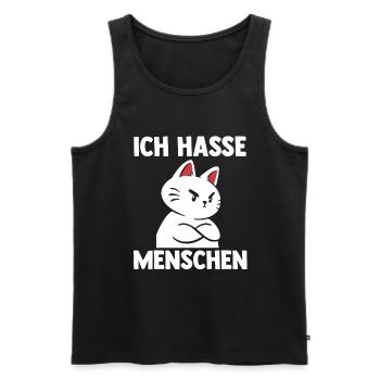 Katze Ich Hasse Menschen - Männer Premium Bio Tank Top - Schwarz - Vorne - Michal (187cm)