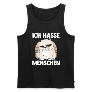 Ich Hasse Menschen Katze - Männer Premium Bio Tank Top - Schwarz - Vorne - Michal (187cm)