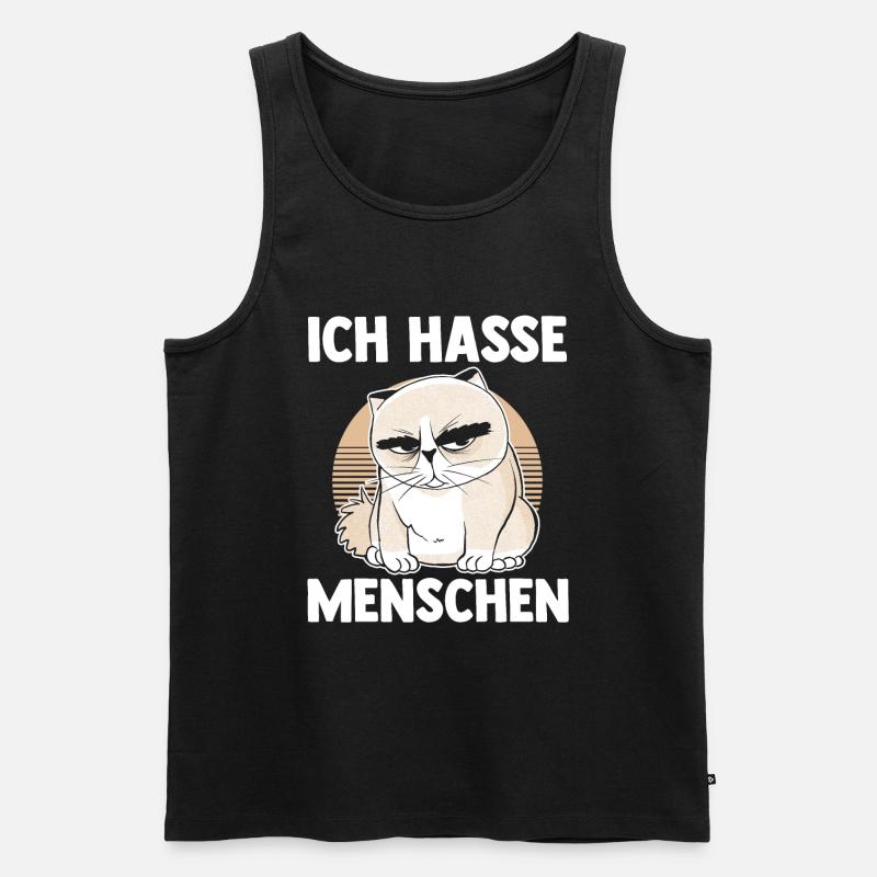 Ich Hasse Menschen Katze - Männer Premium Bio Tank Top - Schwarz