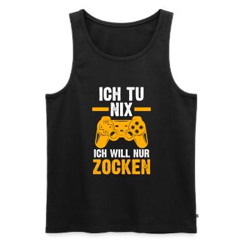 Zocker Zocken Gamer - Männer Premium Bio Tank Top - Schwarz - Vorne - AI Model Male 178 light (178cm)