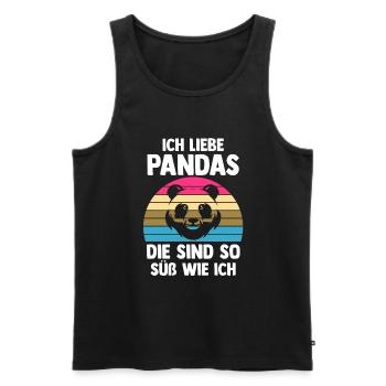 Pandabär Panda - Männer Premium Bio Tank Top - Schwarz - Vorne - Michal (187cm)