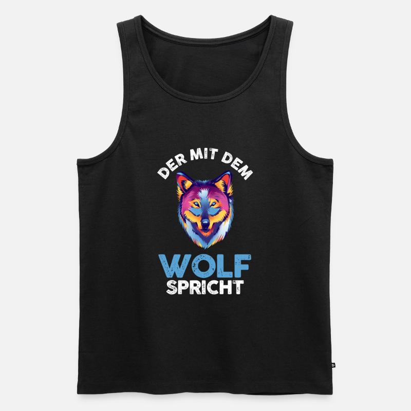 Tier Waldtier Wolf - Männer Premium Bio Tank Top - Schwarz