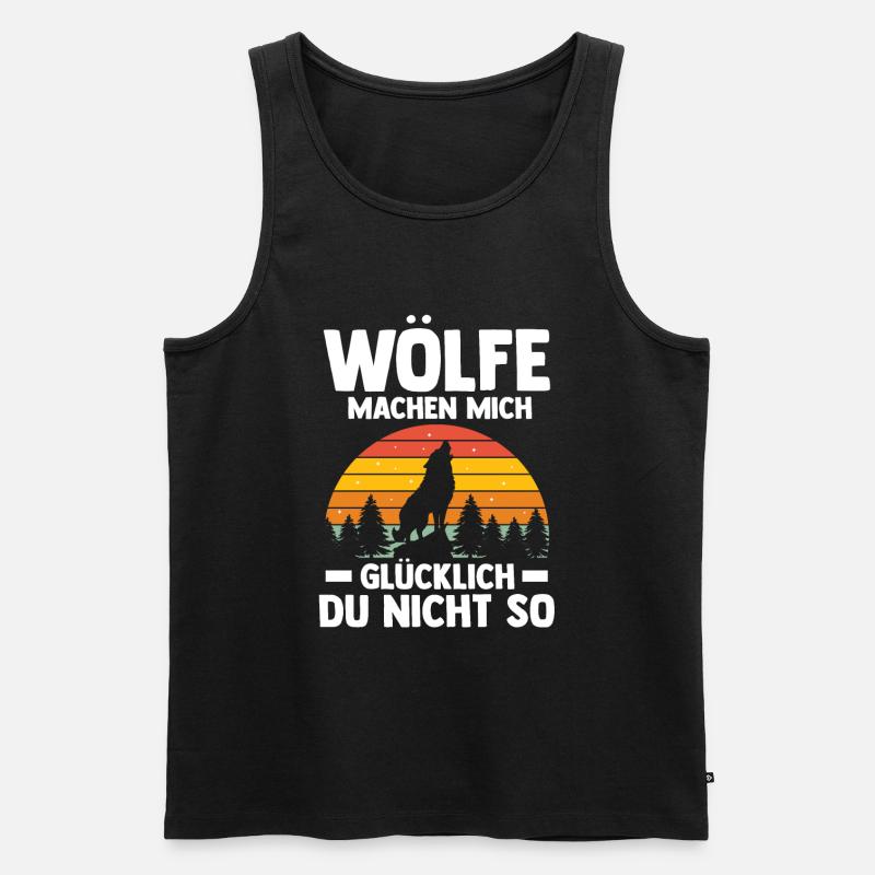 Tier Waldtier Wolf - Männer Premium Bio Tank Top - Schwarz