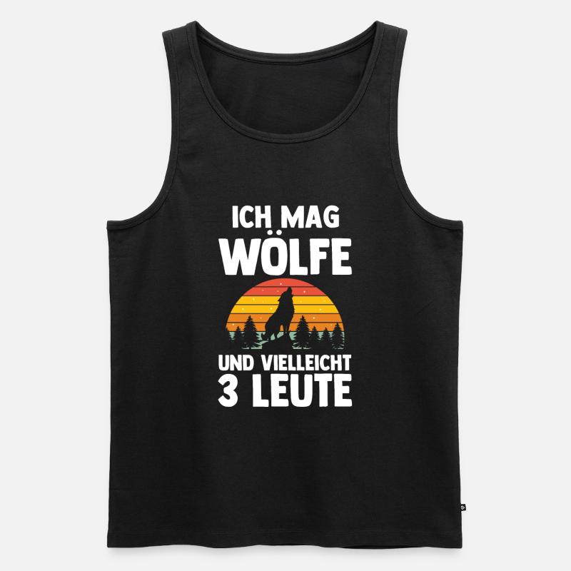 Tier Waldtier Wolf - Männer Premium Bio Tank Top - Schwarz