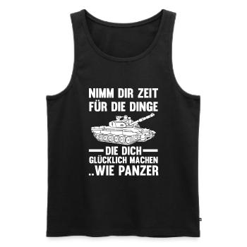 Panzerfahrer Soldat Panzer - Männer Premium Bio Tank Top - Schwarz - Vorne - Michal (187cm)