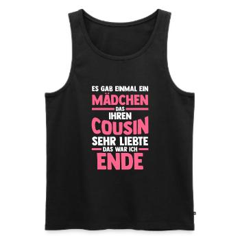Cousine Cousins Cousin - Männer Premium Bio Tank Top - Schwarz - Vorne - AI Model Male 178 light (178cm)