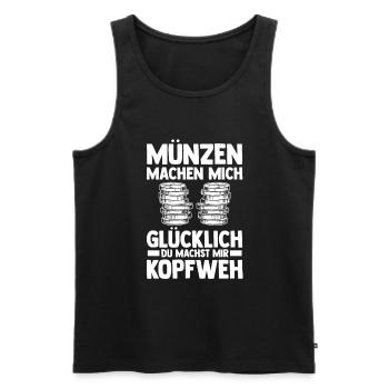 Numismatik Münzensammlung Münzensammler - Männer Premium Bio Tank Top - Schwarz - Vorne - AI Model Male 178 light (178cm)