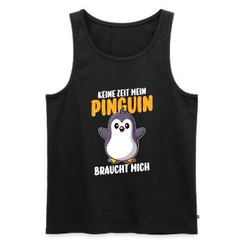 Pinguin - Männer Premium Bio Tank Top - Schwarz - Vorne - Michal (187cm)