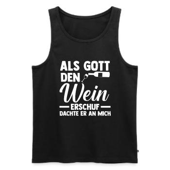 Als Gott Den Wein Erschuf Dachte Er An Mich - Männer Premium Bio Tank Top - Schwarz - Vorne - Michal (187cm)