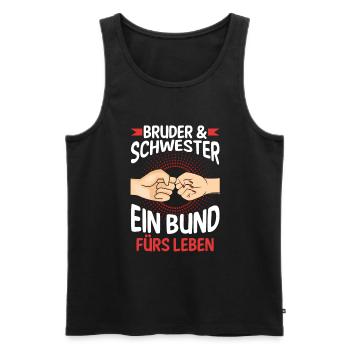 Geschwister Bruder und Schwester - Männer Premium Bio Tank Top - Schwarz - Vorne - Michal (187cm)
