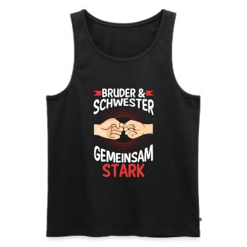Geschwister Bruder und Schwester - Männer Premium Bio Tank Top - Schwarz - Vorne - Michal (187cm)