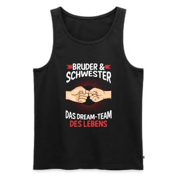 Geschwister Bruder und Schwester - Männer Premium Bio Tank Top - Schwarz - Vorne - Michal (187cm)