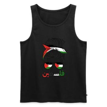 Palestine Drapeau Palestinien Filles Fille Palestinienne - Débardeur bio Premium Homme - noir - Devant - AI Model Male 178 light (178cm)
