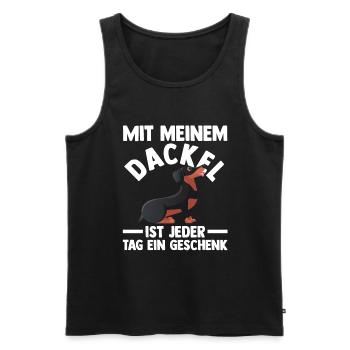 Hund Dachshund Dackel - Männer Premium Bio Tank Top - Schwarz - Vorne - Michal (187cm)