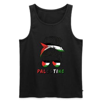 Palestine Palestinian Flag Girls Palestinian Girl - Men's Premium Organic Tank Top - black - Front - AI Model Male 178 light (178cm)
