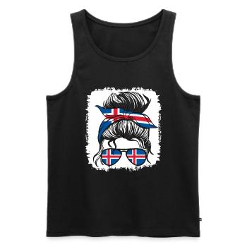 Islande Islande Flag Filles Islandais Fille Enfants - Débardeur bio Premium Homme - noir - Devant - Michal (187cm)