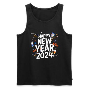 Happy New Year New Year's Eve 2024 - Men's Premium Organic Tank Top - black - Front - Michal (187cm)