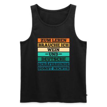 Wein Hund Deutscher Schäferhund - Männer Premium Bio Tank Top - Schwarz - Vorne - Michal (187cm)