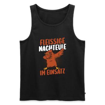 Fleißige Nachteule Nachtschicht - Männer Premium Bio Tank Top - Schwarz - Vorne - AI Model Male 178 light (178cm)