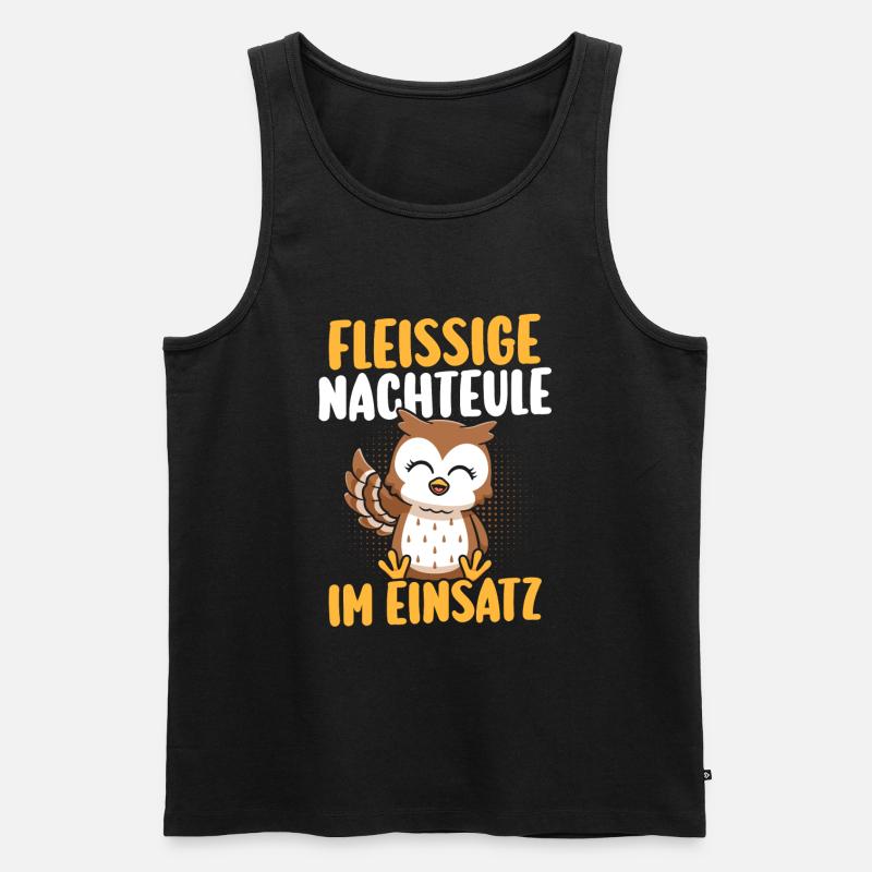 Fleißige Nachteule Nachtschicht - Männer Premium Bio Tank Top - Schwarz