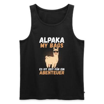 Wandern Bergsteigen Wanderer Alpaka - Männer Premium Bio Tank Top - Schwarz - Vorne - Michal (187cm)