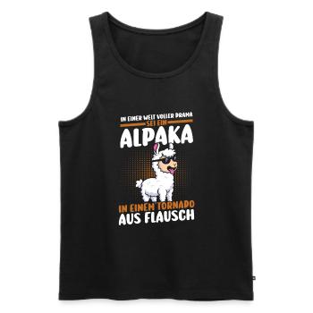 Alpaka - Männer Premium Bio Tank Top - Schwarz - Vorne - AI Model Male 178 light (178cm)