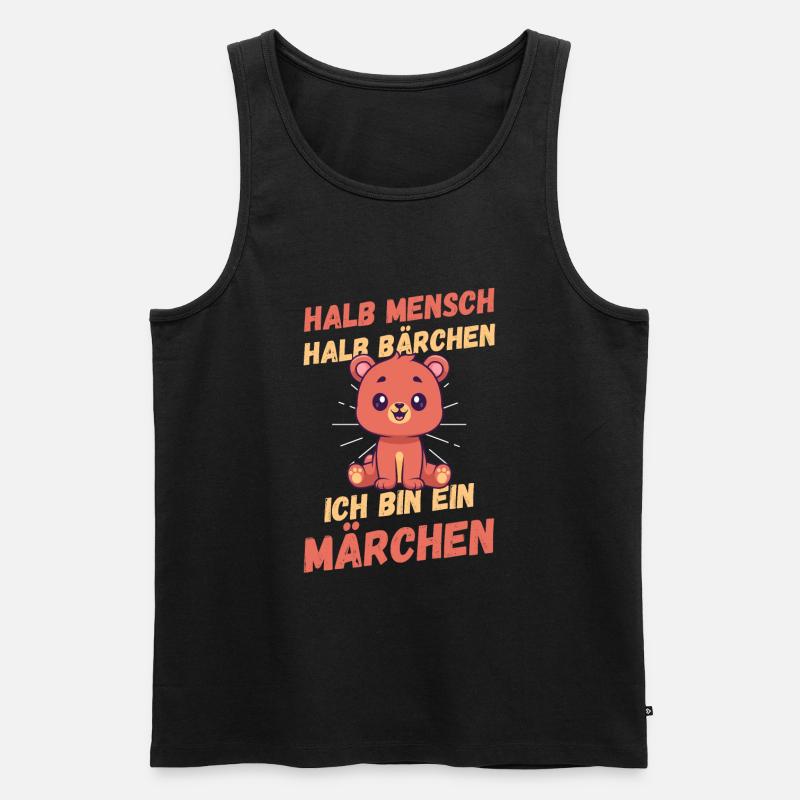 Halb Mensch Halb Bärchen - Männer Premium Bio Tank Top - Schwarz