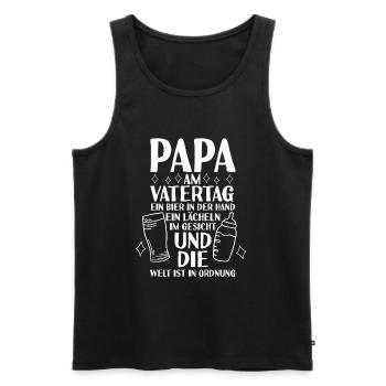 Papa Bier Vater Vatertag - Männer Premium Bio Tank Top - Schwarz - Vorne - Michal (187cm)