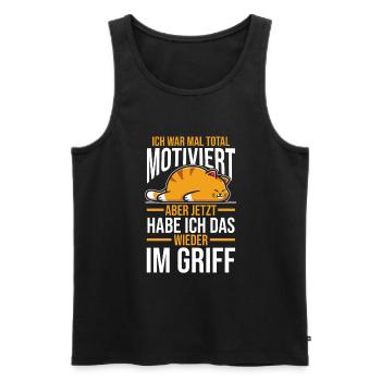 Cat I used to be totally motivated - Men's Premium Organic Tank Top - black - Front - Michal (187cm)