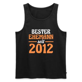 Valentinstag Bester Ehemann Seit 2012 - Männer Premium Bio Tank Top - Schwarz - Vorne - Michal (187cm)