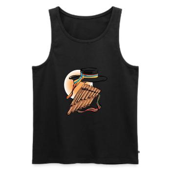 Pan Pipe Instrument Peru Wooden Pan Flute - Männer Premium Bio Tank Top - Schwarz - Vorne - AI Model Male 178 light (178cm)