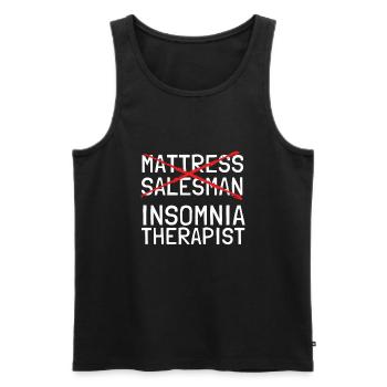 Best Salesman Bed Mattress Doctor - Men's Premium Organic Tank Top - black - Front - AI Model Male 178 light (178cm)