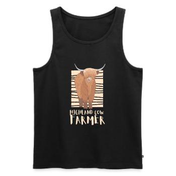 Highland Cow Breeder Scottish Cattle Hairy Cow - Men's Premium Organic Tank Top - black - Front - Michal (187cm)