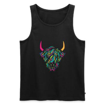 Highland Cow Breeder Scottish Cattle Hairy Cow - Men's Premium Organic Tank Top - black - Front - Michal (187cm)