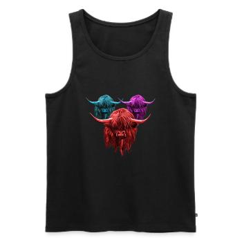 Highland Cow Breeder Scottish Cattle Hairy Cow - Men's Premium Organic Tank Top - black - Front - Michal (187cm)