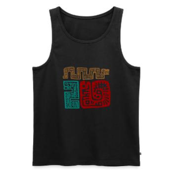 Calendario Azteca Mexican Heritage Maya Aztec - Débardeur bio Premium Homme - noir - Devant - AI Model Male 178 light (178cm)
