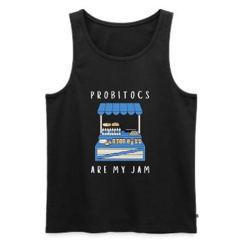 Probiotiques Produits laitiers, Yogourt glacé - Débardeur bio Premium Homme - noir - Devant - AI Model Male 178 light (178cm)