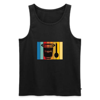 Probiotiques Produits laitiers, Yogourt glacé - Débardeur bio Premium Homme - noir - Devant - AI Model Male 178 light (178cm)