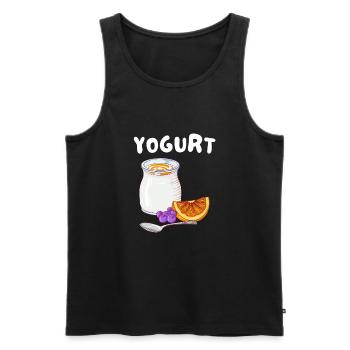 Probiotiques Produits laitiers, Yogourt glacé - Débardeur bio Premium Homme - noir - Devant - AI Model Male 178 light (178cm)
