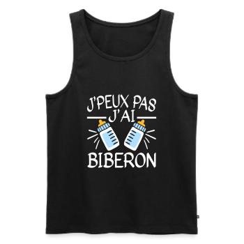 Je Peux pas J'Ai Biberon Bébé Humour - Débardeur bio Premium Homme - noir - Devant - Michal (187cm)