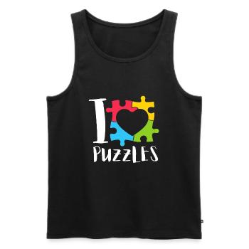 Puzzle Queen - Je passe devant mon heure de coucher - Débardeur bio Premium Homme - noir - Devant - Michal (187cm)